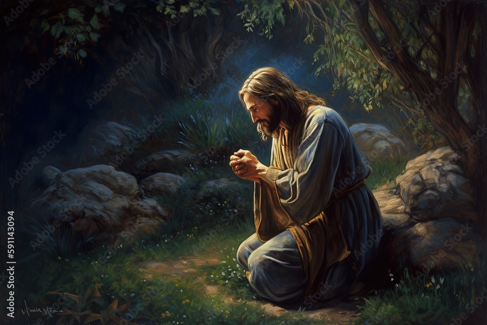 Jesus praying in Garden of Gethsemane