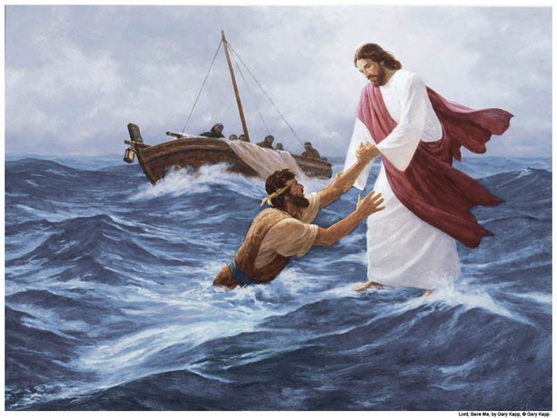 Jesus reaches out to save Peter